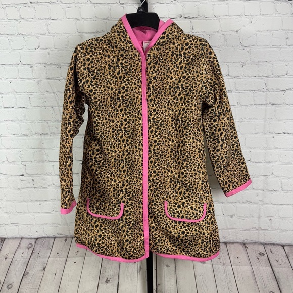 Gymboree Leopard Print Pink Trim Raincoat Size 12 - Picture 1 of 9